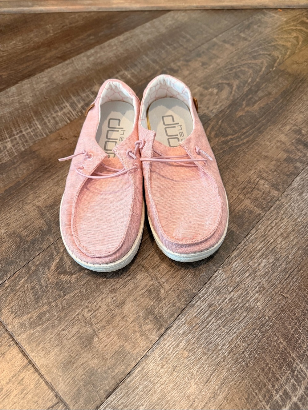 Hey Dude Wendy Youth Linen Cotton Candy Pink Slip On Shoes Girls Size 3 EU 35